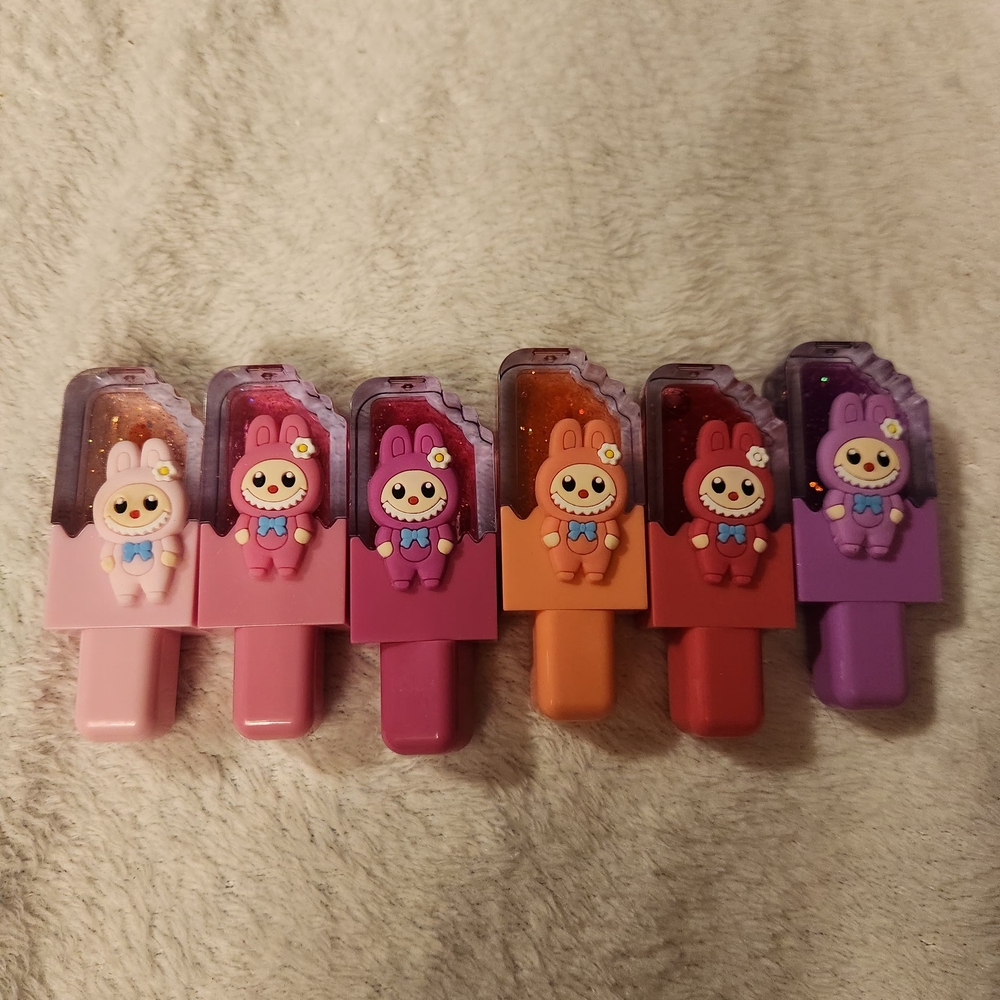 Cute 6 Piece labubu Ice Cream Lip Gloss